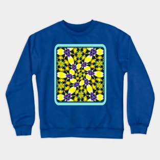 Yellow and Purple Daisy Pattern Crewneck Sweatshirt